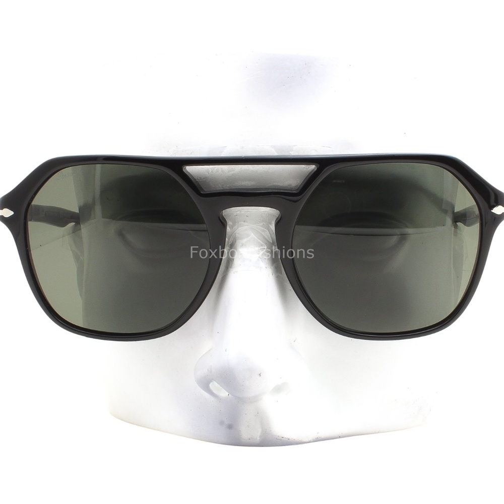 Persol Sunglasses PO3206S 95/58 Glossy Black Polarized Green Glass Gradient